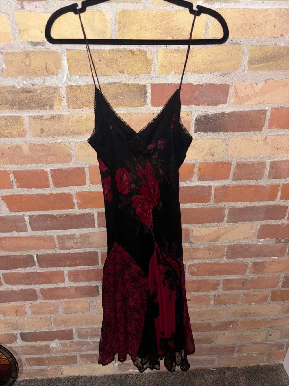 Rare 90s Vintage Betsy Johnson Silk Rose Red and Black Dress Brand New - Picture 4 of 6